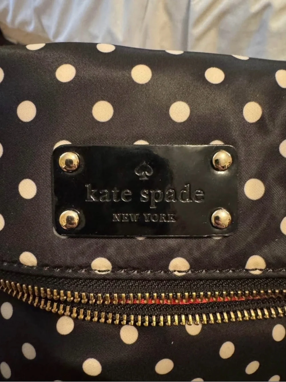 kate spade Black with White Polka Dot Crossbody Bag